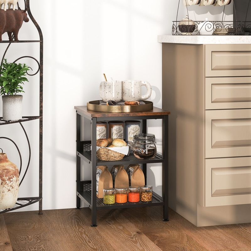 Trebent natbord i metal og træ rustik brun 40x40x54 cm to nethylder