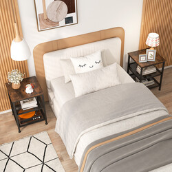 Trebent natbord i metal og træ rustik brun 40x40x54 cm to nethylder