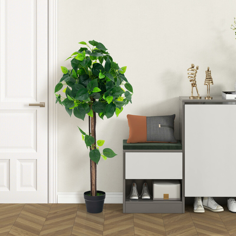 Kunstig hortensietræ med eukalyptustræstamme 114 cm høj potte 16 cm indendørs