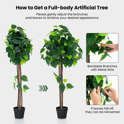 Kunstig hortensietræ med eukalyptustræstamme 114 cm høj potte 16 cm indendørs