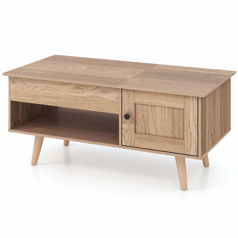 Sofabord justerbar højde med opbevaring brun spånplade 100x50 cm