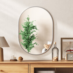 Oval vægspil 70x50 cm sort aluminiumramme med sikkerhedsglas badeværelse