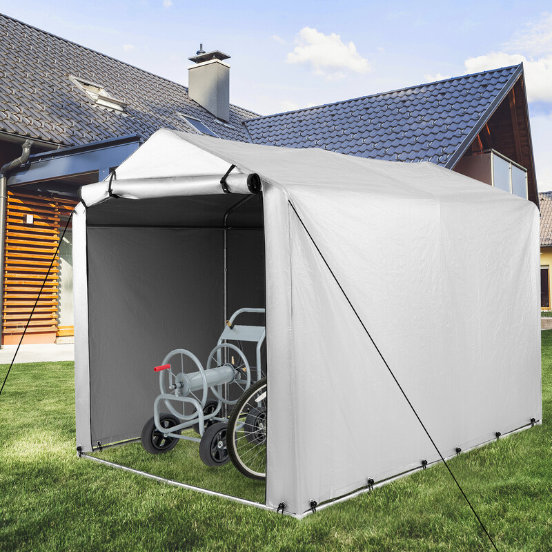 Udendørs skur mørkgrå 160x218x164 cm galvaniseret stål PE-beskyttelse