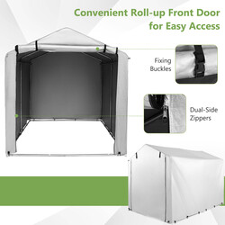 Udendørs skur mørkgrå 160x218x164 cm galvaniseret stål PE-beskyttelse