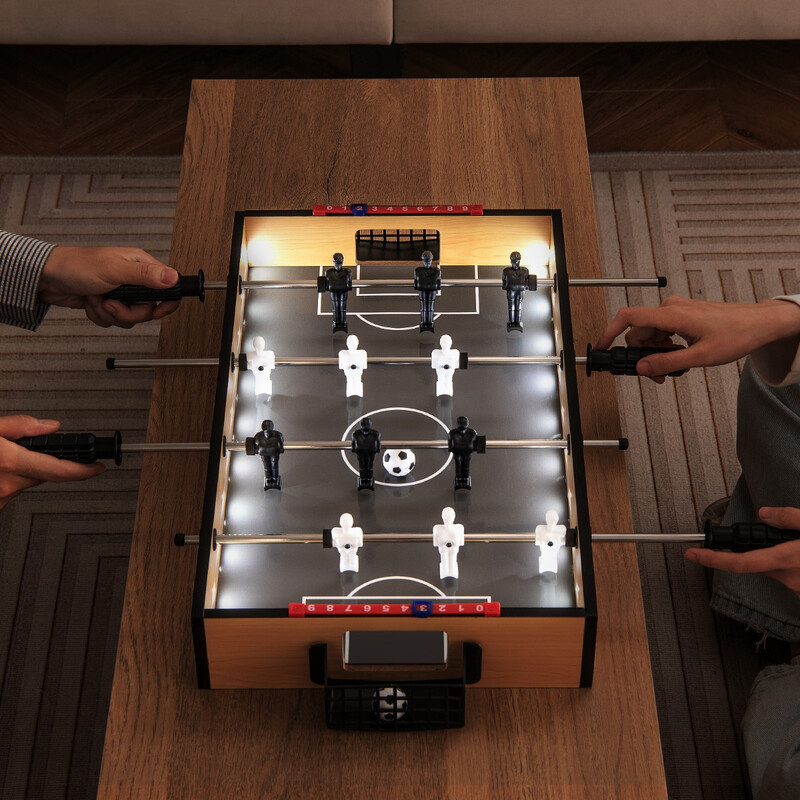 Bordfodboldspil med LED-belysning 62x51 cm inkluderet 2 bolde