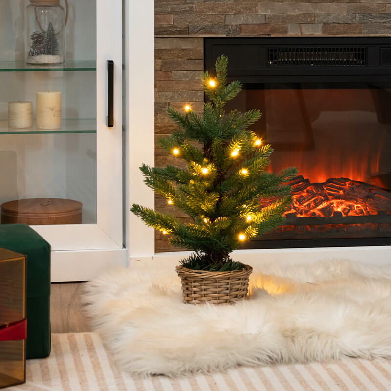 Mini juletræ i PE 53 cm 20 LED-lys med timer