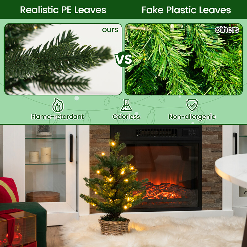 Mini juletræ i PE 53 cm 20 LED-lys med timer