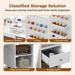Sammenklappeligt 2-i-1 sy- og skrivebord med opbevaring hvid MDF 146x50x78 cm