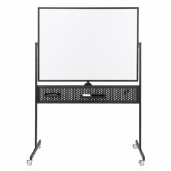 Mobil whiteboard dobbelt side 120x90 cm sort metal justerbar højde