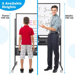 Mobil whiteboard dobbelt side 120x90 cm sort metal justerbar højde