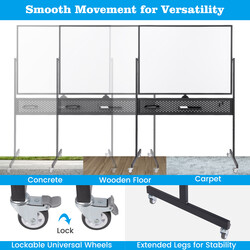 Mobil whiteboard dobbelt side 120x90 cm sort metal justerbar højde