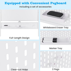 Mobil metal whiteboard 120x90 cm dobbelt side justerbar højde magnetisk