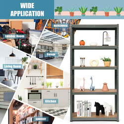 Femtrins hylde justerbare hyldeplan i galvaniseret stål og MDF 90x40x180 cm grå