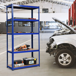 Metallhylde 5 niveauer 90x40x180 cm galvaniseret stål MDF justerbare hylder til garage