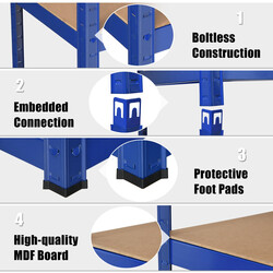 Metallhylde 5 niveauer 90x40x180 cm galvaniseret stål MDF justerbare hylder til garage