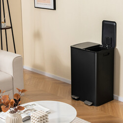 Sort skraldespand to 30L rum rustfrit stål blødt lukkende låg køkken