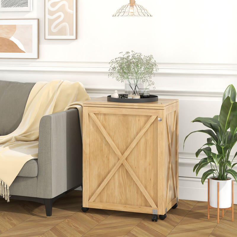 Sammenklappeligt sybord og skrivebord hvid træ med opbevaring og låsbare hjul