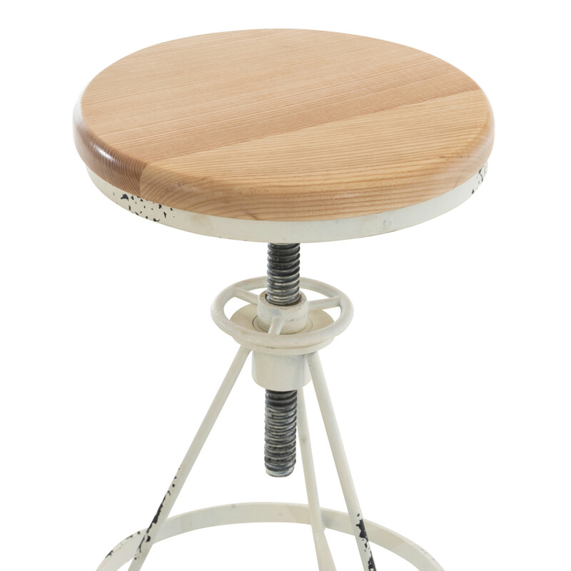 Industriel barstol med justerbar højde birketræ sæde og metalramme