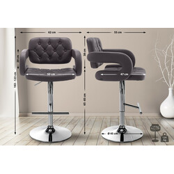 Dublin højdejusterbar barstol i kunstlæder med armlæn