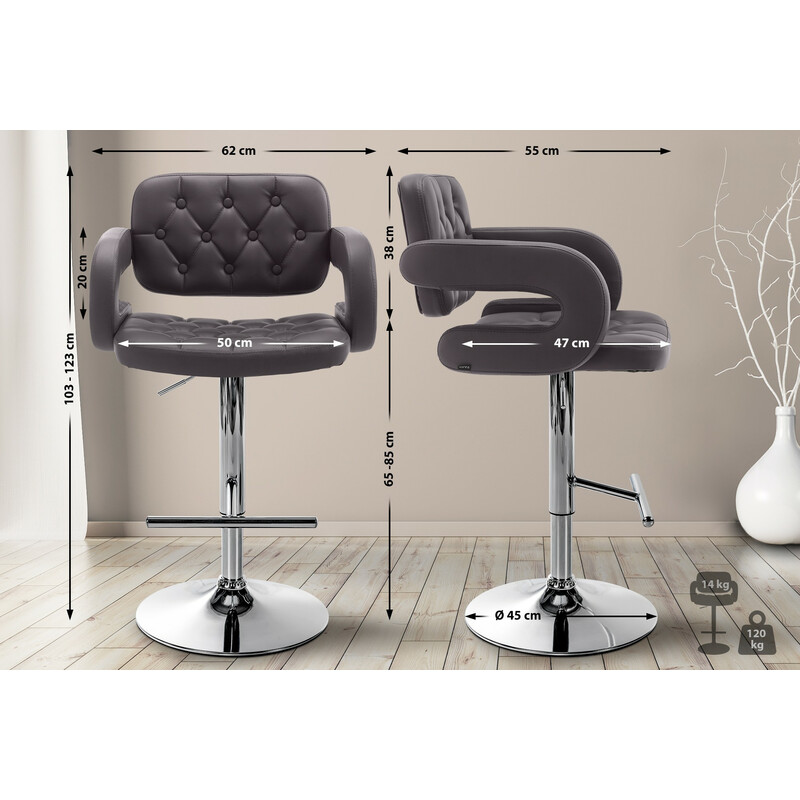 Dublin højdejusterbar barstol i kunstlæder med armlæn