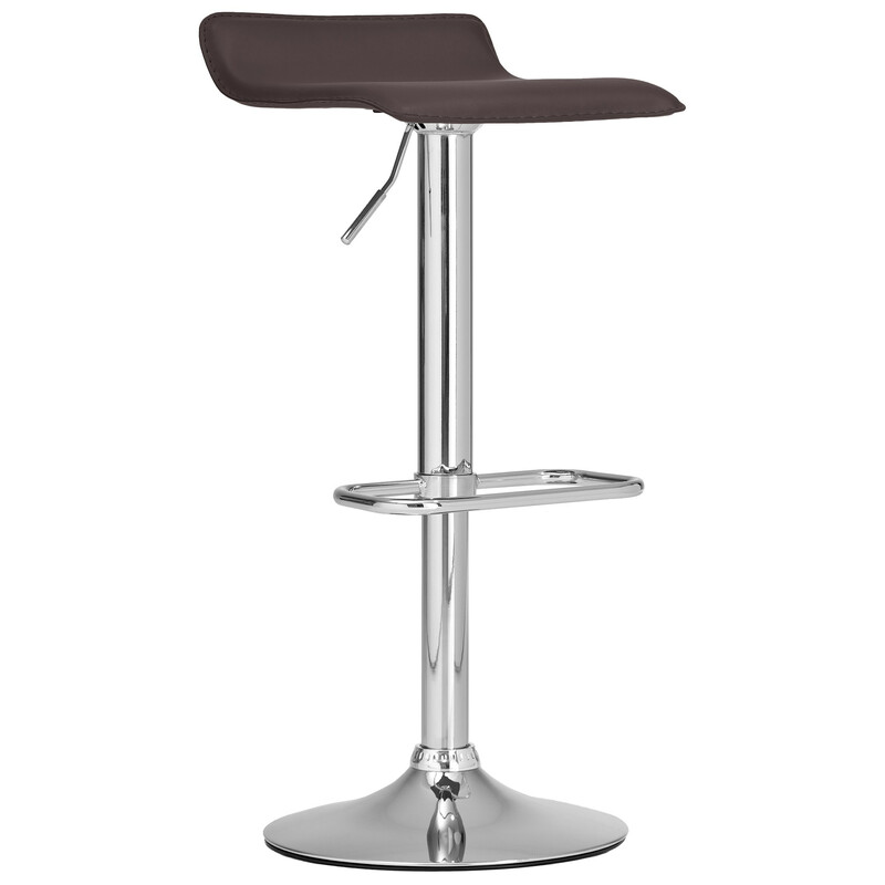 Justerbar barstol med kunstlædersæde fodstøtte kromramme og 360° drejning