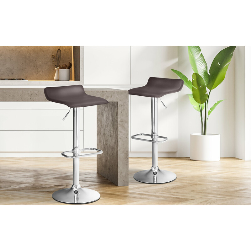 Justerbar barstol med kunstlædersæde fodstøtte kromramme og 360° drejning