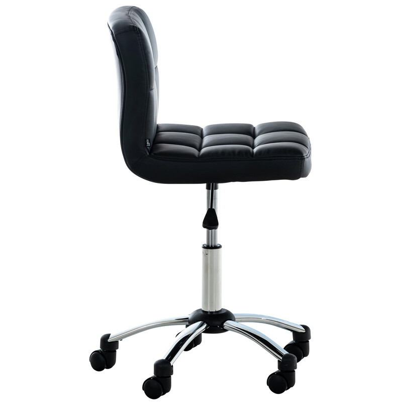 Ergonomisk arbejdsstol på hjul med tyk kunstlæderpolstring og justerbar højde