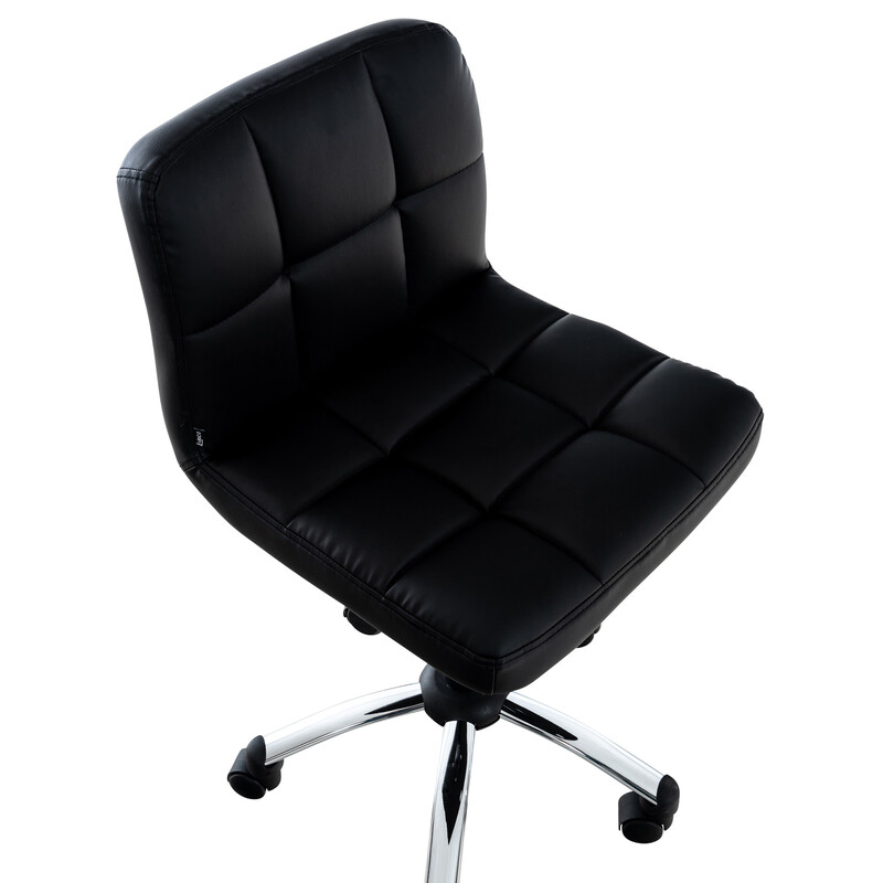 Ergonomisk arbejdsstol på hjul med tyk kunstlæderpolstring og justerbar højde