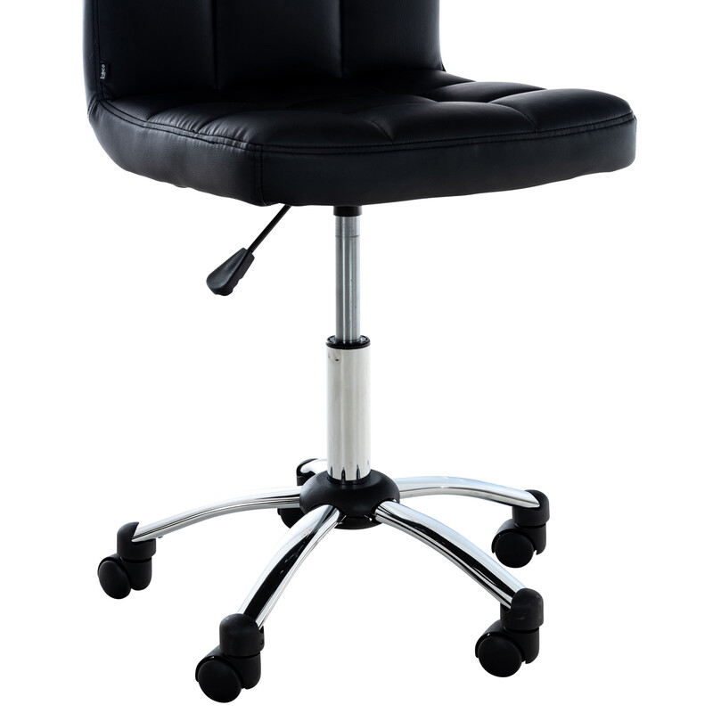 Ergonomisk arbejdsstol på hjul med tyk kunstlæderpolstring og justerbar højde