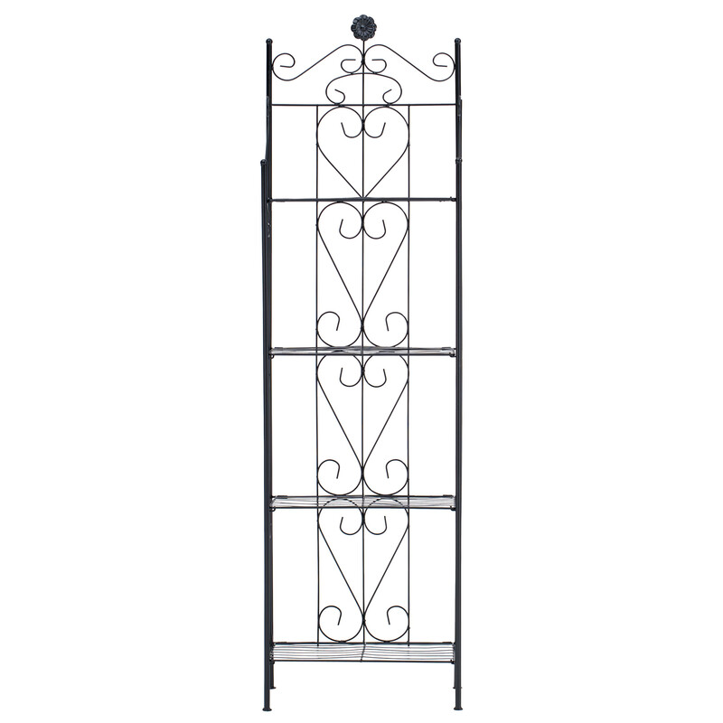 Emma hylde robust jernrør 4 hylder foldbar pulverlakeret landstil