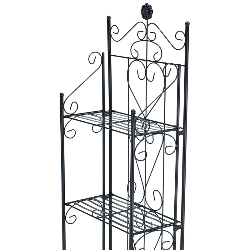 Emma hylde robust jernrør 4 hylder foldbar pulverlakeret landstil