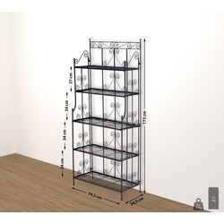 Sammenklappelig stående metalhylde med fem niveauer til indendørs og udendørs brug