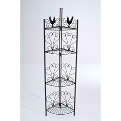 Sammenklappelig hjørnejernhylde med antikt udseende fire hylder pulverlakeret