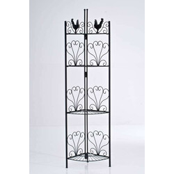 Sammenklappelig hjørnejernhylde med antikt udseende fire hylder pulverlakeret