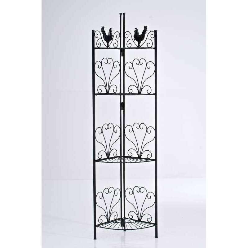 Sammenklappelig hjørnejernhylde med antikt udseende fire hylder pulverlakeret