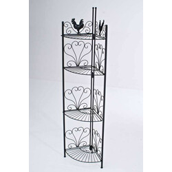 Sammenklappelig hjørnejernhylde med antikt udseende fire hylder pulverlakeret