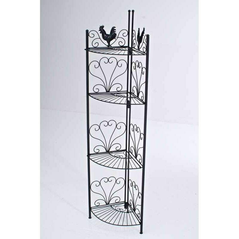 Sammenklappelig hjørnejernhylde med antikt udseende fire hylder pulverlakeret