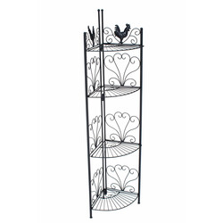 Sammenklappelig hjørnejernhylde med antikt udseende fire hylder pulverlakeret