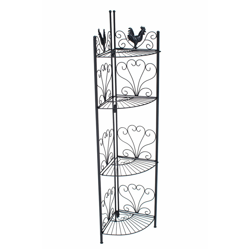 Sammenklappelig hjørnejernhylde med antikt udseende fire hylder pulverlakeret