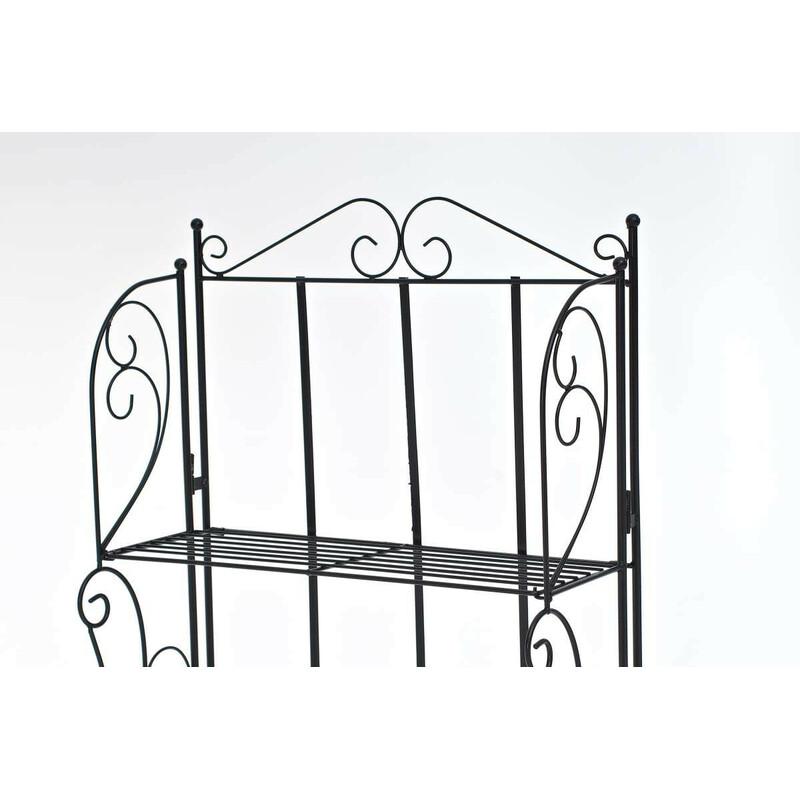 Sammenklappelig antik stil jernhylde med dekorative detaljer pulverlakeret