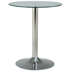 Elegant rundt glasbord med kromramme 60 cm til spisning og sidebord