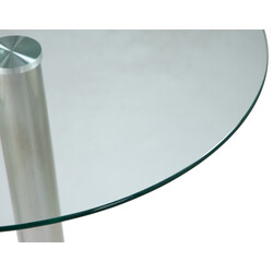 Elegant rundt glasbord med kromramme 60 cm til spisning og sidebord