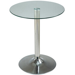 Elegant rundt glasbord med kromramme 60 cm til spisning og sidebord