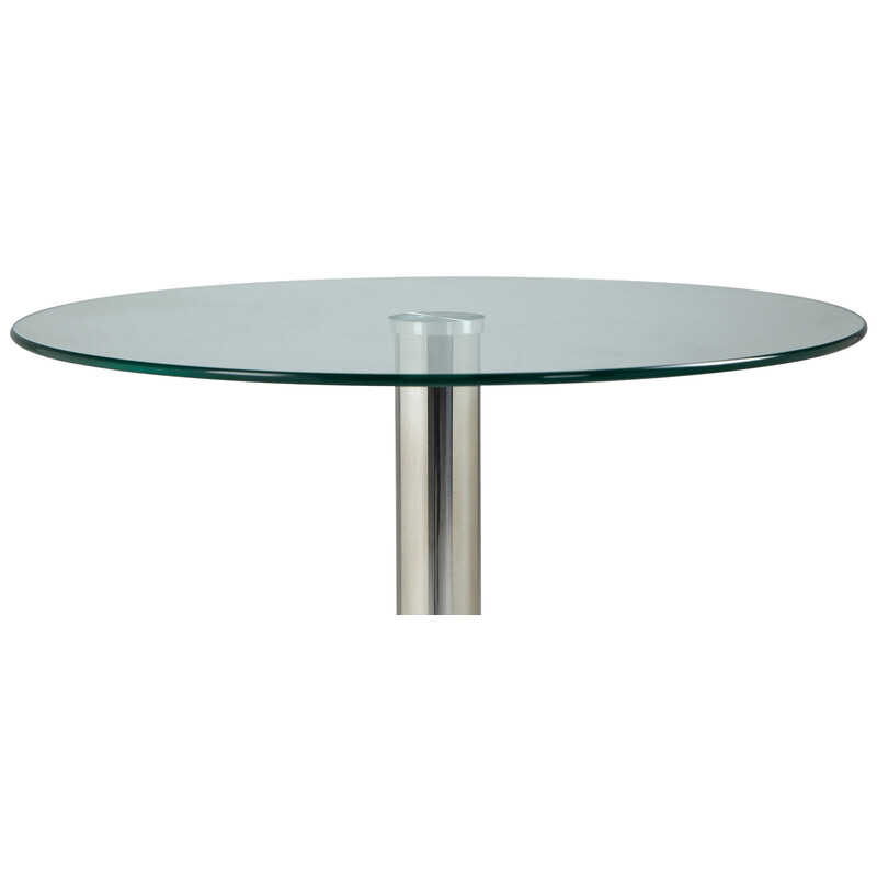 Elegant rundt glasbord med kromramme 60 cm til spisning og sidebord