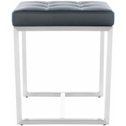 Polstret siddepuff 40x40x48 cm med firebenet rustfri stål ramme