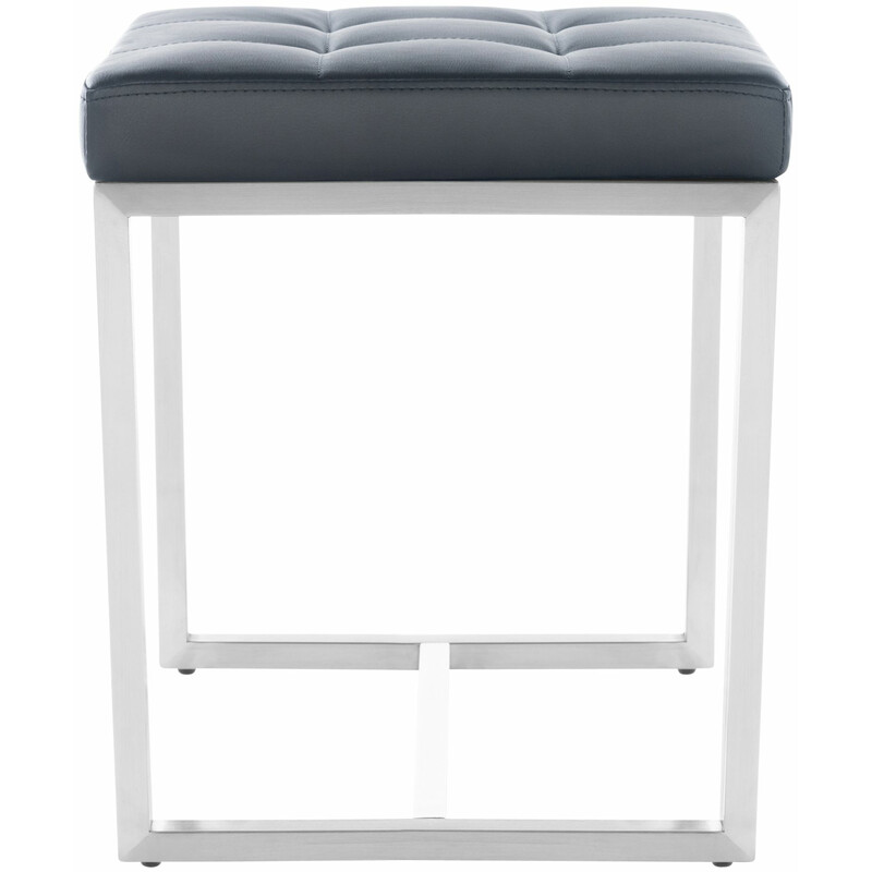 Polstret siddepuff 40x40x48 cm med firebenet rustfri stål ramme