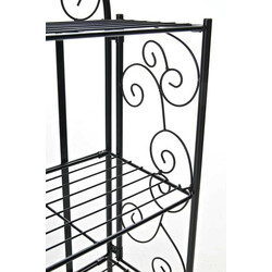 Romantisk sammenklappelig pulverlakeret jernhylde med tre niveauer 45x81 cm