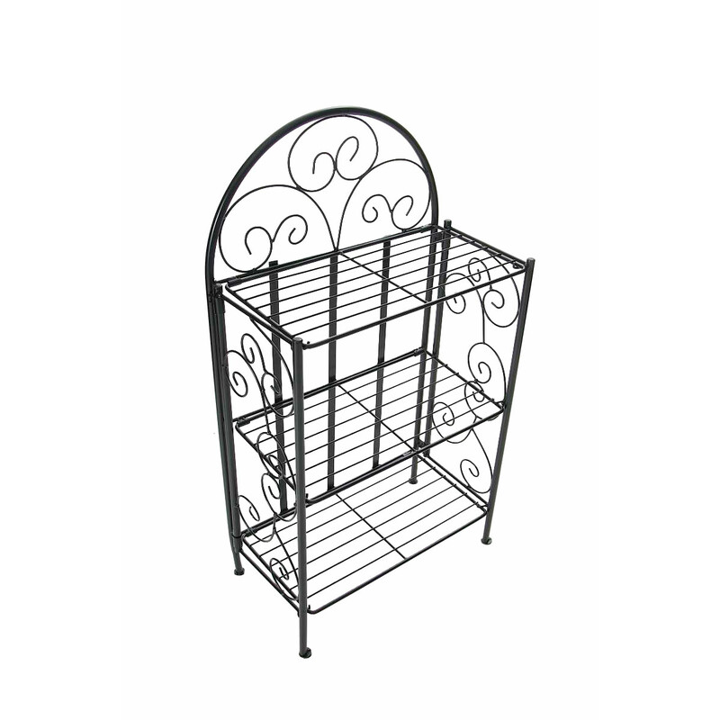 Romantisk sammenklappelig pulverlakeret jernhylde med tre niveauer 45x81 cm