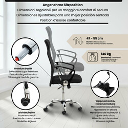 Ergonomisk kontorstol med netryg gasløft armlæn og svingmekanisme