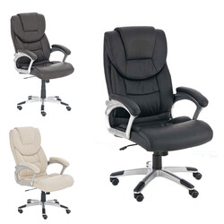 Ergonomisk kontorstol med svingfunktion justerbar højde kunstlæder fem hjul